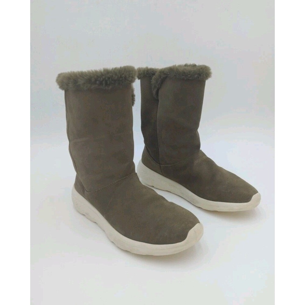 Skechers Women's Size 10 Gogo Mat Gen5 Olive Green Suede Leather Boots (READ)